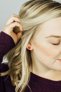 Sara Broski - Tiny Galaxies: Red Glitter Heart Post Earrings