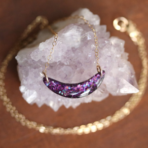 Sara Broski - Tiny Galaxies: Unicorn Glitter Half Moon Necklace