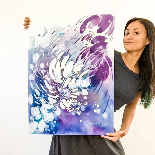 Ingrid Sanchez - Underwater 6: Purple Dream Painting