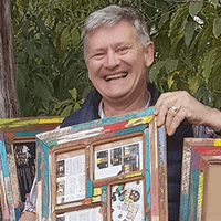 Gabrielle and Simon M., owners of a recycled timber picture frames handmade business, A Sale A Day Business System students who retired from selling at markets and festivals.